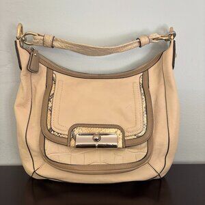 Coach Kristin Spectator Cream & Taupe Leather Hobo